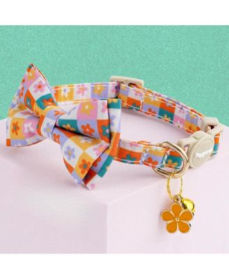 2 Pack Cat Collar Set with Bow Tie Bandana Breakaway Safety Bell Adjustable