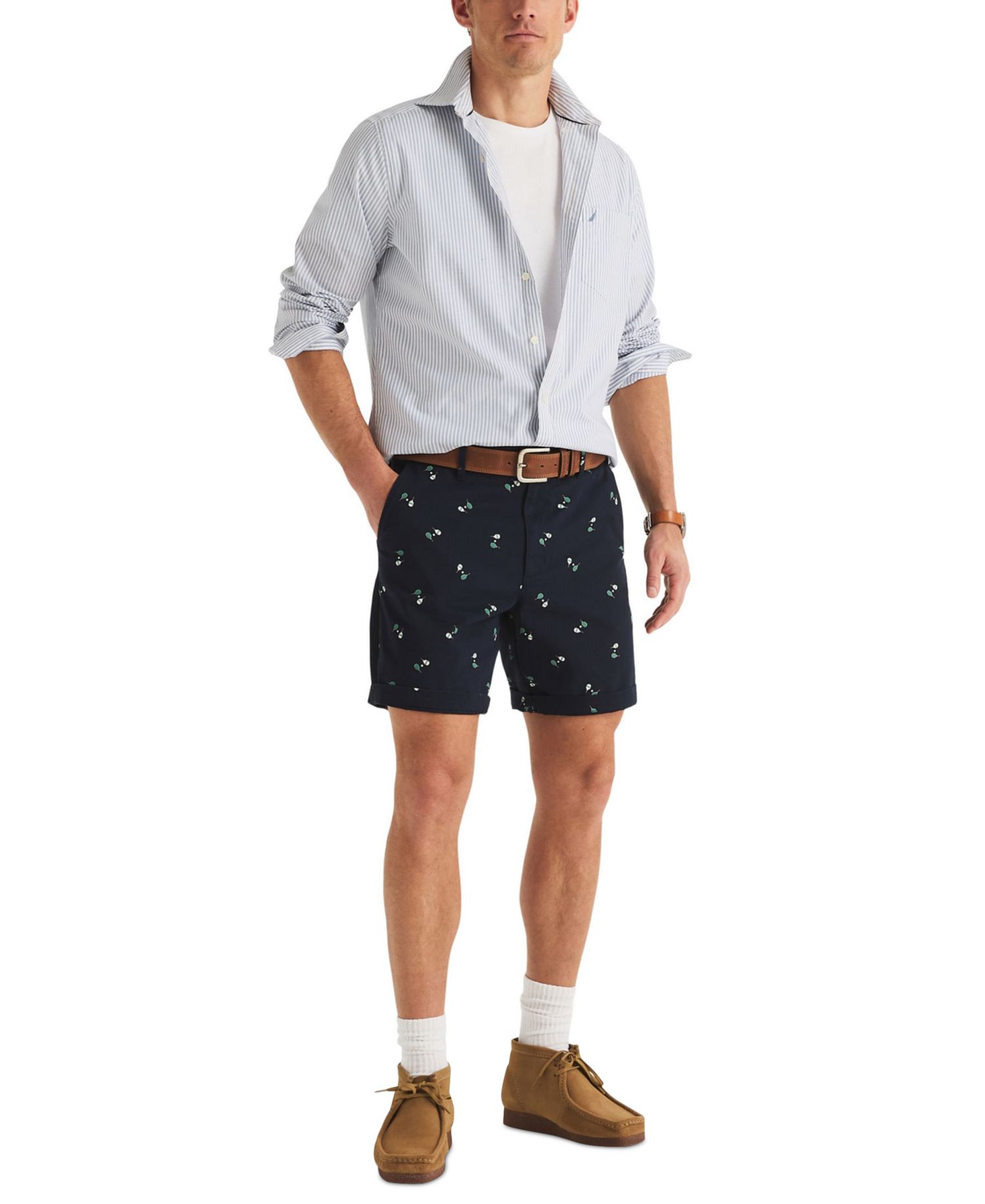 Men's 8.5" Stretch-Cotton Twill Flat-Front Deck Shorts