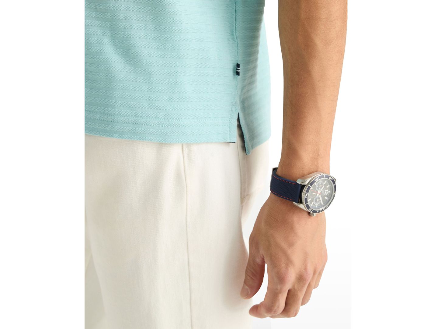 Мужское поло Nautica Short-Sleeve Jacquard Polo Shirt, цвет: Пляжный синий — фото 3