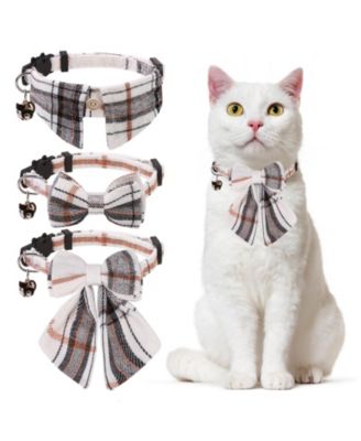 Breakaway Cat Collars with Bells Pure Cotton Adjustable Cute Bowtie Kitten Collars