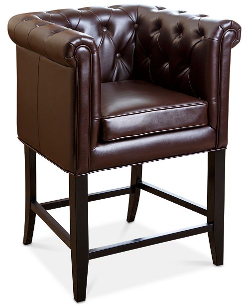 Abbyson Living Norine Tufted Leather Bar Stool Quick Ship