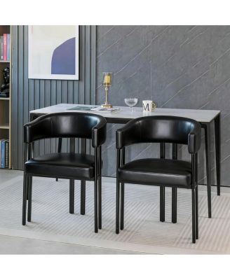 Faux Leather Barrel Dining Chairs(Set of 2)