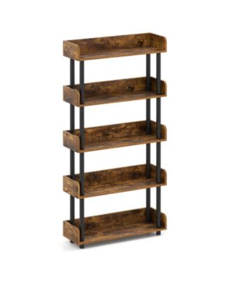 5-Tier Open Bookcase with Industrial Storage Unit