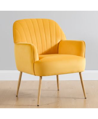 Velvet Accent Chair with Metal Legs