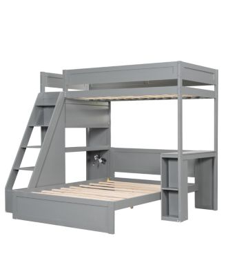  Twin XL Over Full Bed with Desk and USB