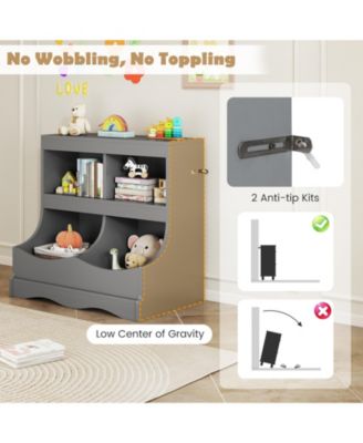 Toy Storage Organizer 4-Cubby Kids Bookcase for Toys and Books