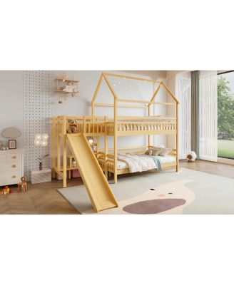 House Bunk Bed with Slide and Storage Stairs