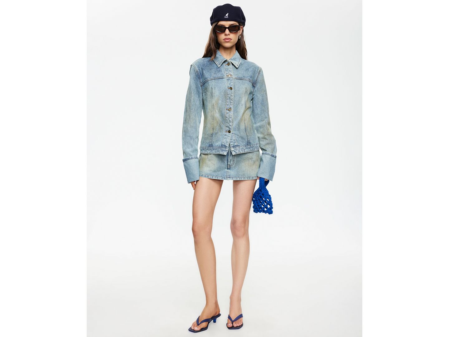 Женская куртка Lioness The Bronx Spread Collar Button-Front Cotton Denim Jacket, цвет: Каменный синий — фото 3