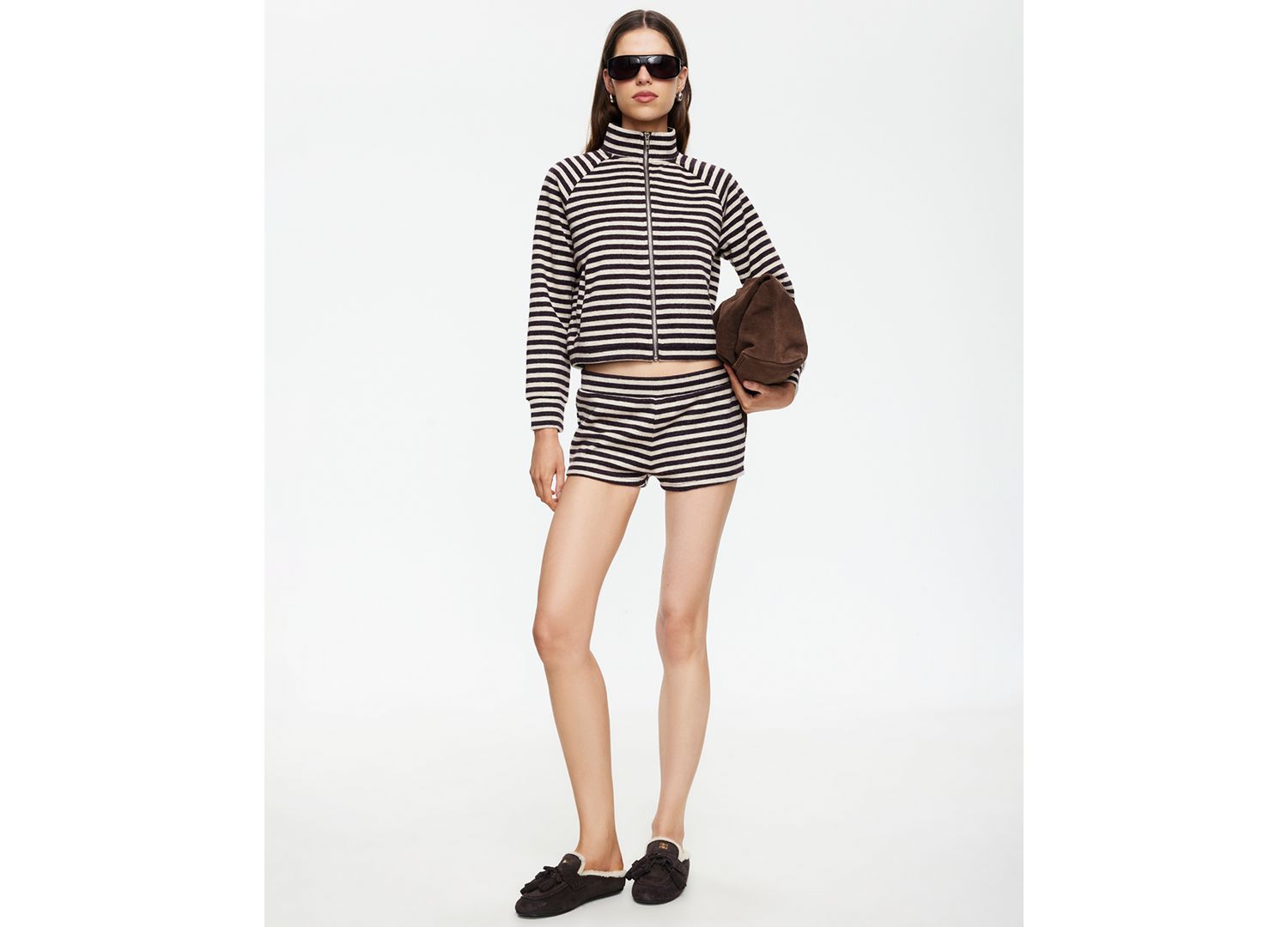 Women's Striped Funnel Neck Jacket