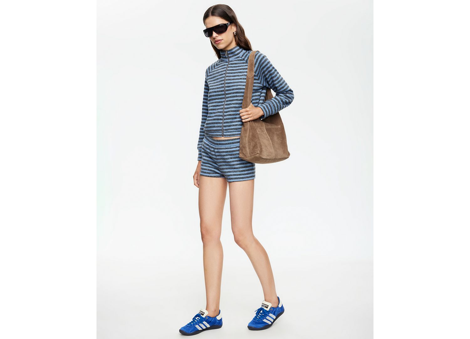 Women's Striped Funnel Neck Jacket