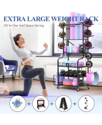 Extra Large Home Gym Storage Rack - All-in-One Weight Rack with Wheels