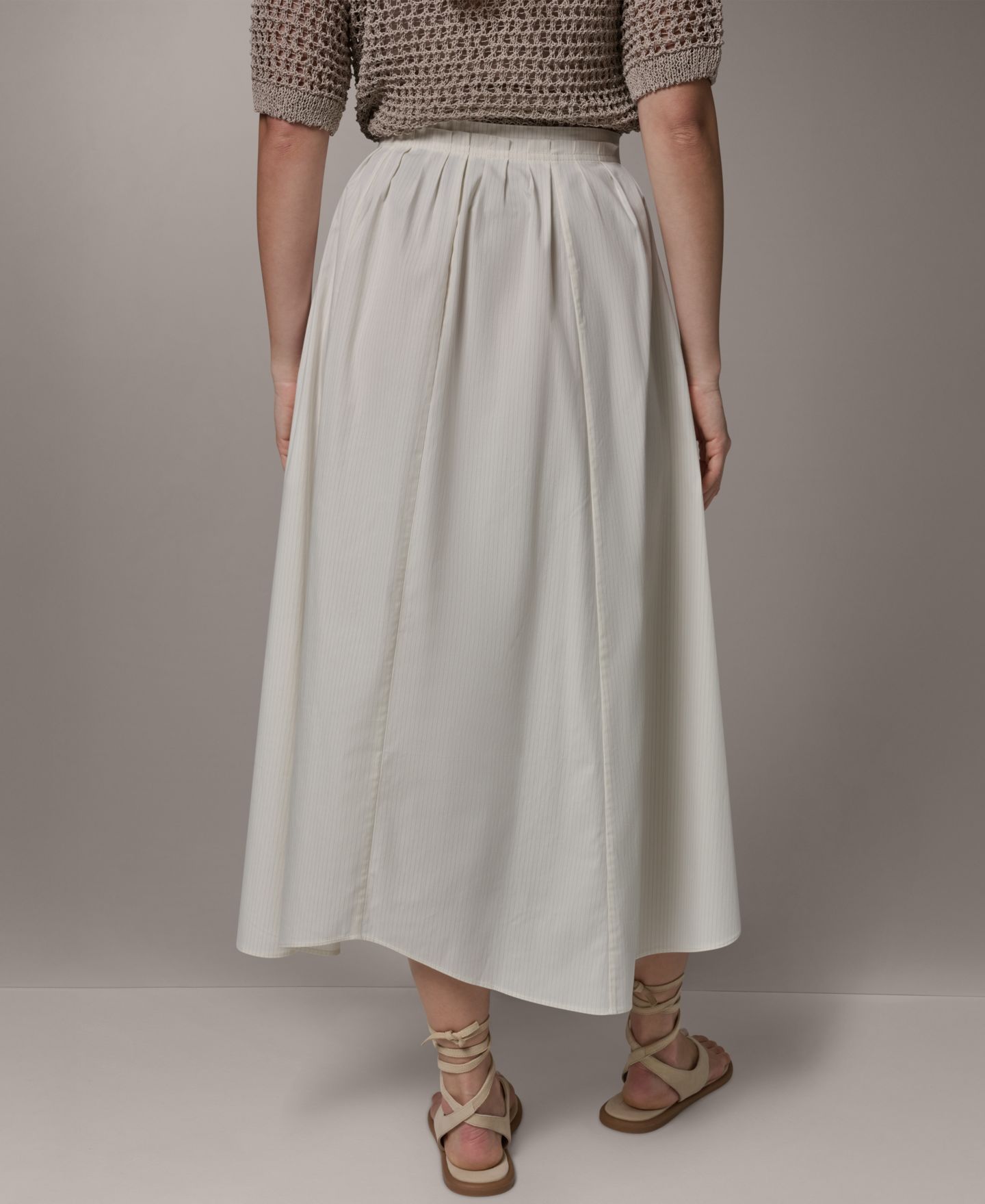 Женская юбка Donna Karan Weekend Stretch Poplin Stripe Pleated Skirt with Scalloped Hem, цвет: Кремовый комбинированный — фото 2