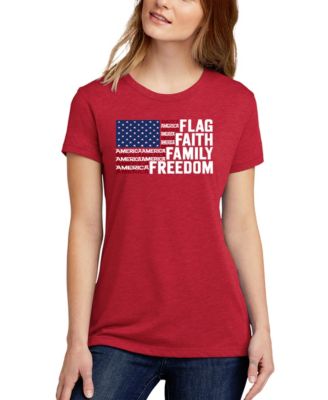 Women's Premium Blend Faith Flag Word Art T-Shirt