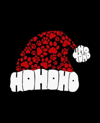 Women's Premium Blend Paw Print Santa Hat Word Art T-Shirt