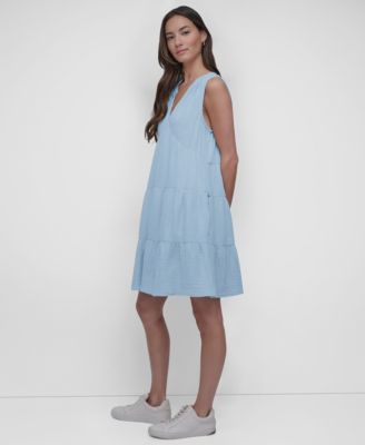 Women's Double Crepe Gauze Sleeveless Mini Dress