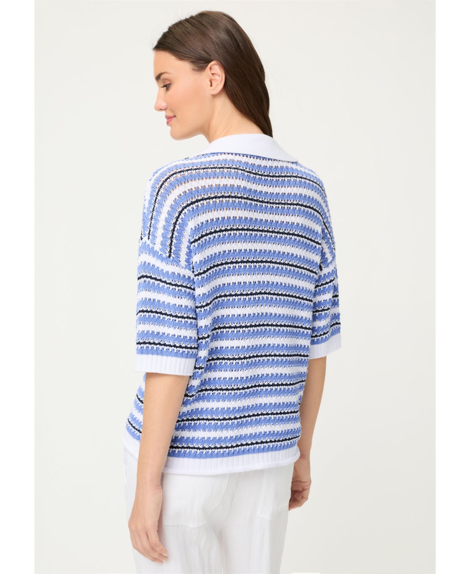Women's Stripe Polo Sweater
