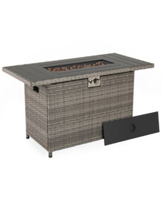 Rattan Gas Fire Pit Table 2 in 1 Stainless Steel Burner