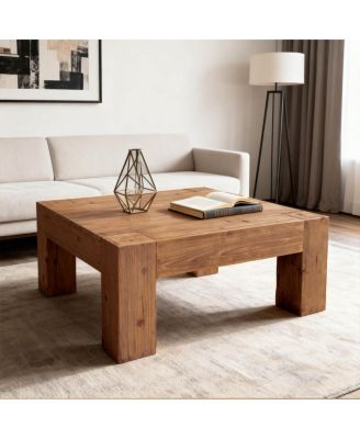 Solid Wood Coffee Table: Japanese Wabi-Sabi & Modern Minimalist