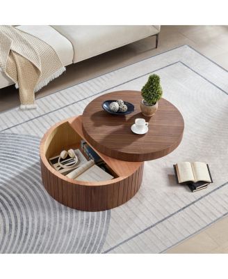 Modern Round Coffee Table with Storage Accent Tea Table