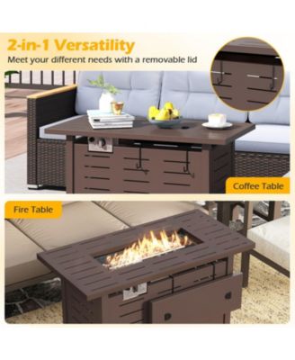 40 in Rectangle Propane Fire Pit Table 48000 BTU with Lava Rocks and Cover