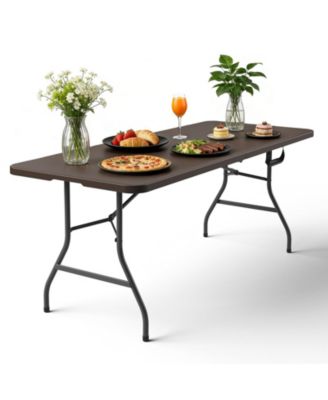 5 Foot Blow Molded Folding Table Foldable Portable Banquet Table Weather Resistant Table for Patio Camping Party Garage