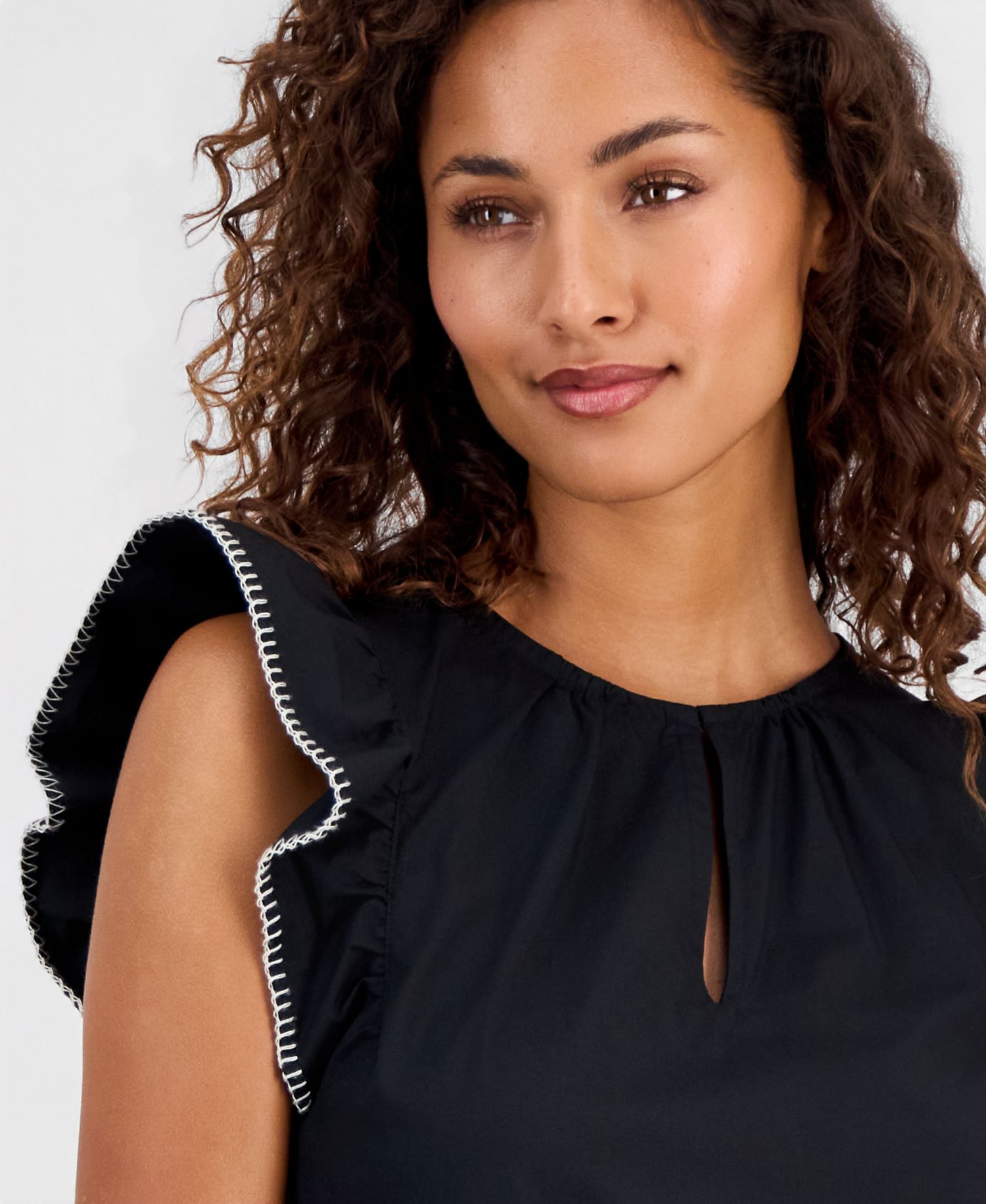 Women's Stitch Flutter Sleeve Blouse