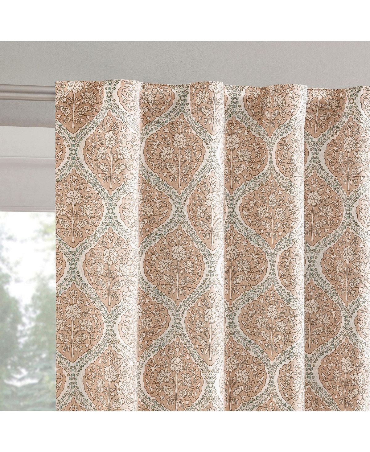 Sun Zero Lanet Vintage Ogee Magnetic Closure Blackout Back Tab Curtain Panel Pair