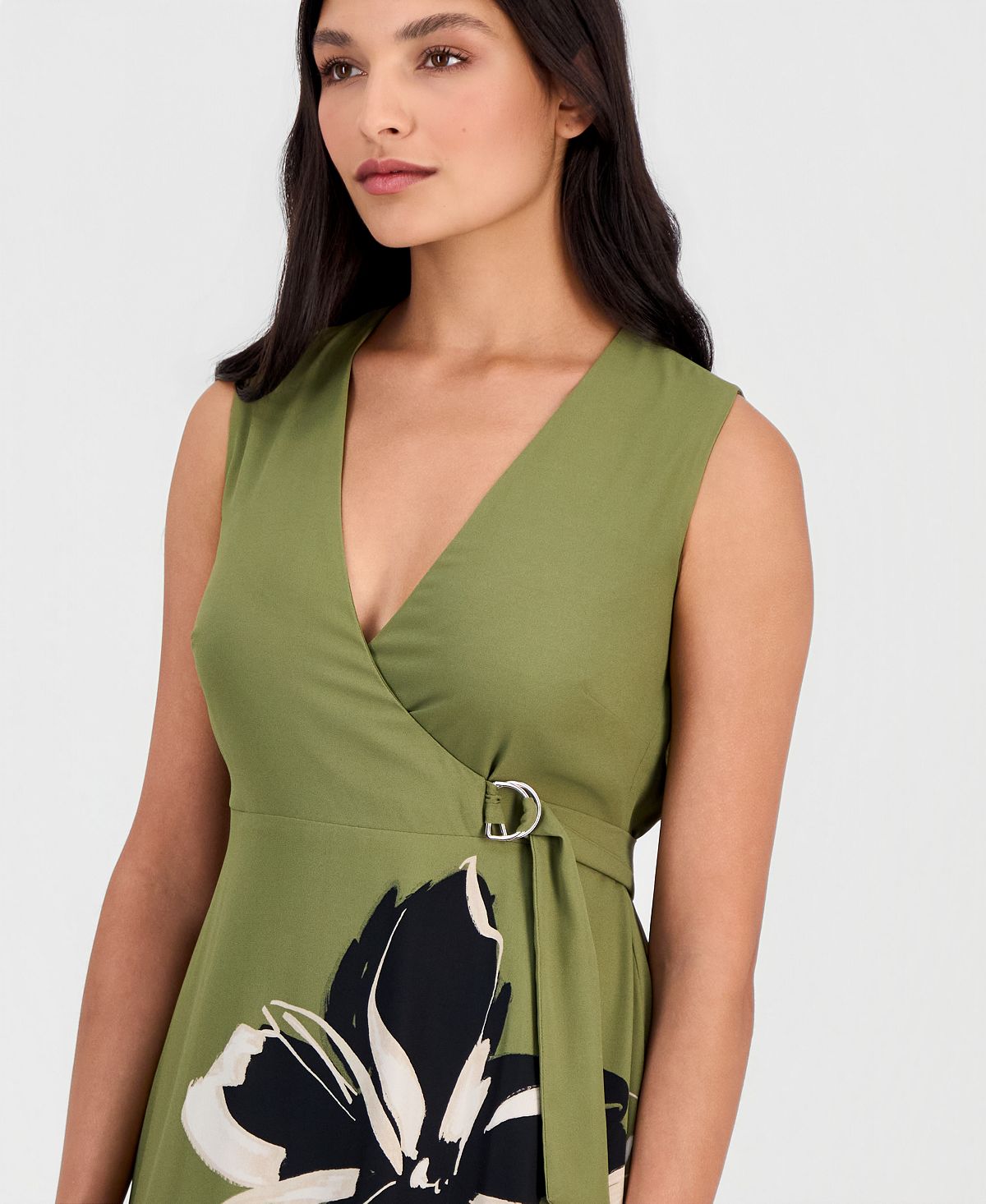 Anne Klein Women's Faux-Wrap A-Line Midi Dress view 4 — MAYCSS fashion products