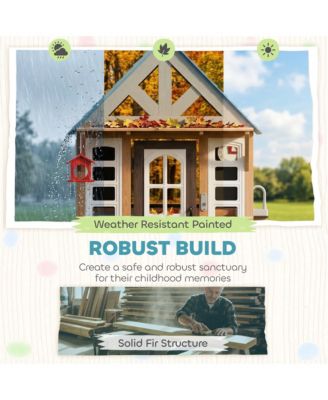 Outdoor Playhouse with Pet Door, Play Kitchen, Mailbox and Birdhouse