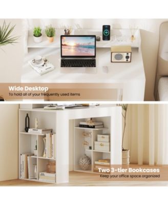 Computer Desk with Power Outlets and 2 Bookcases