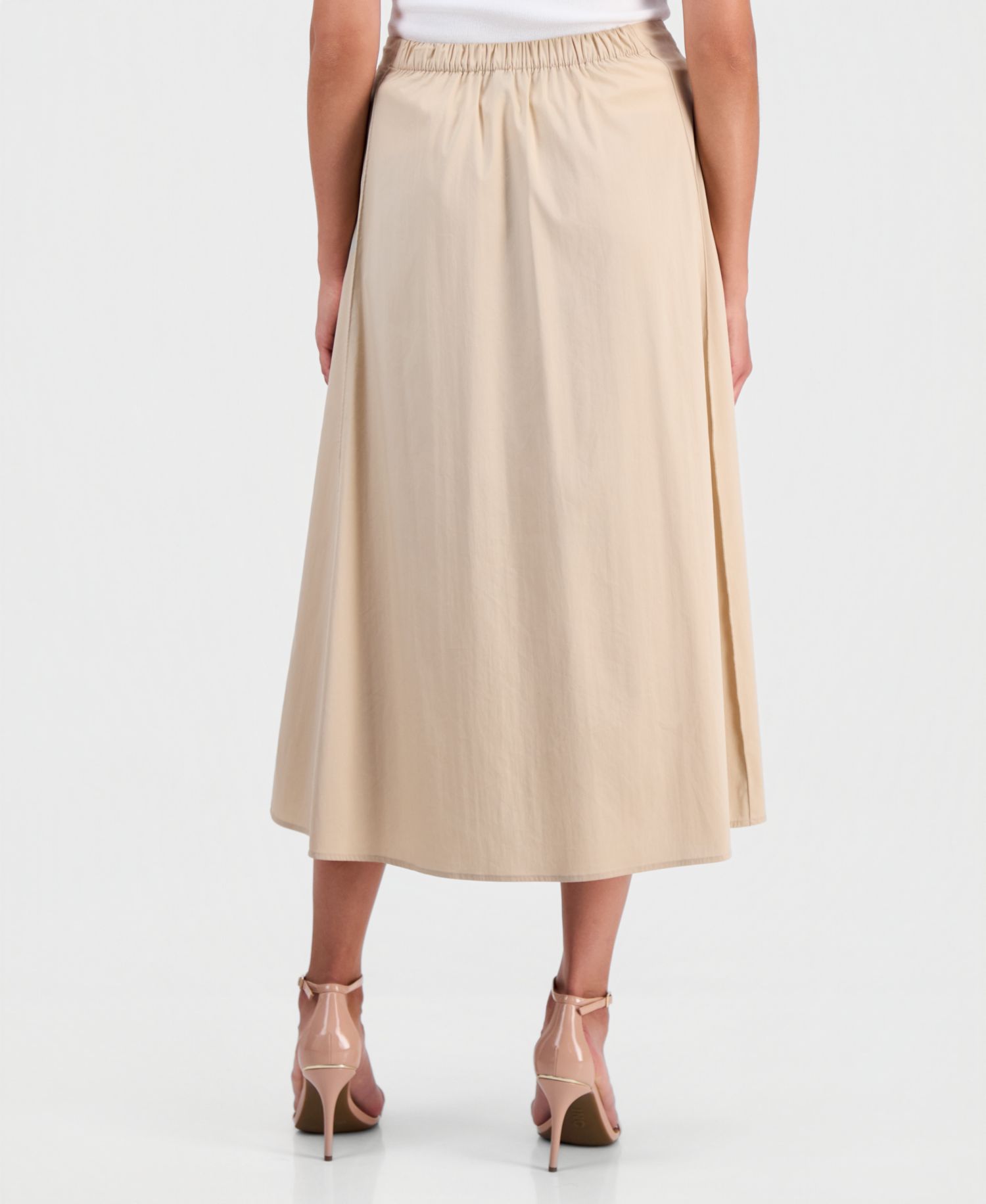 Petite Pull-On Paneled A-Line Midi Skirt