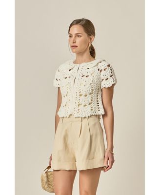 Women's Crochet Knit Crop Cardigan