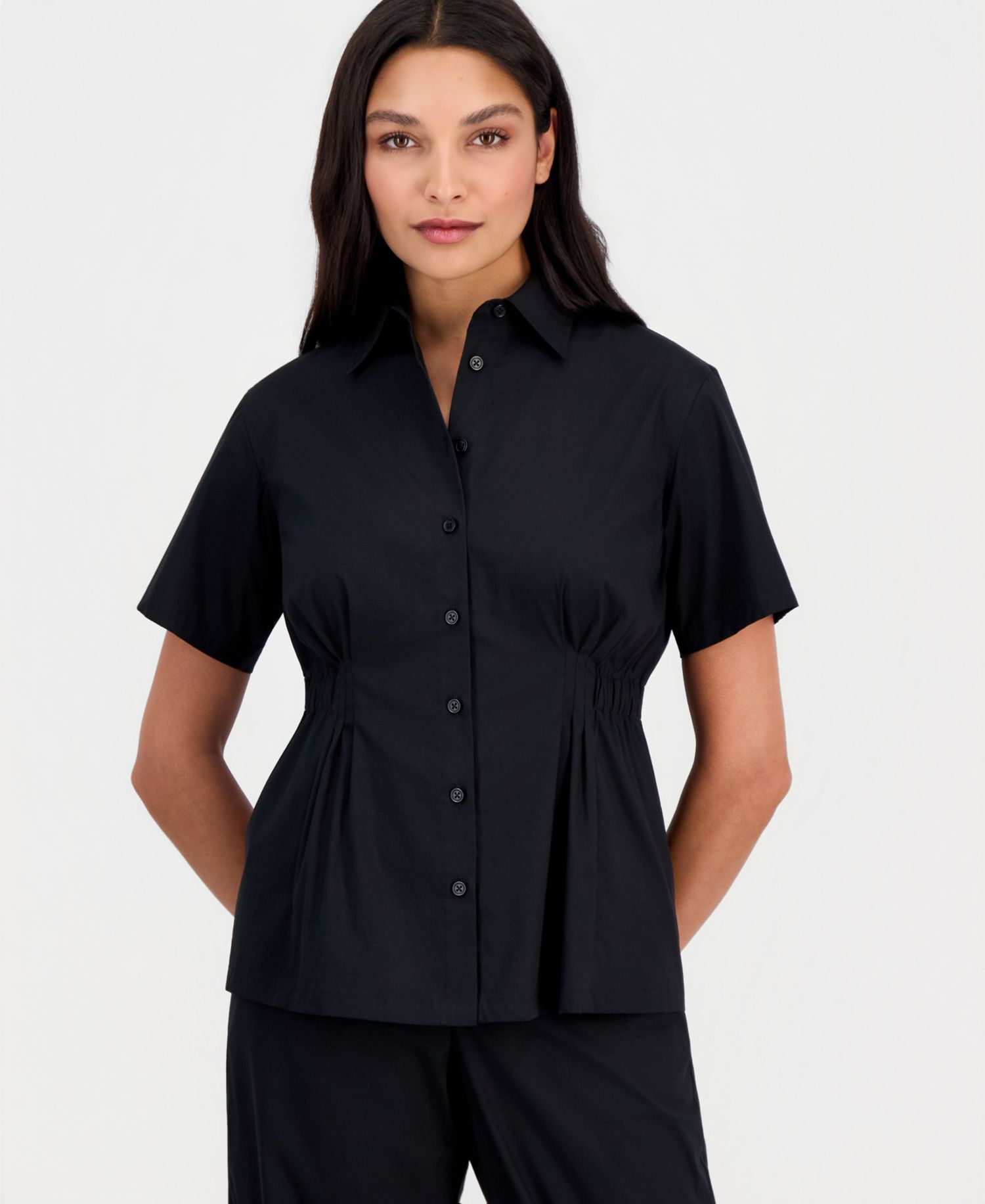 Women's Side-Pleat Button-Front Shirt