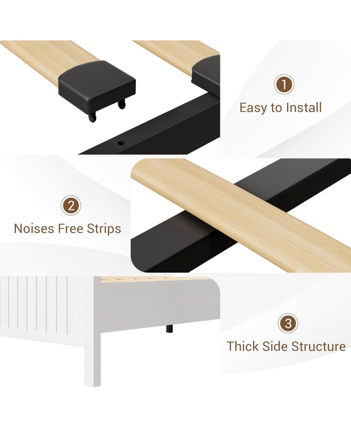 gaomon Farmhouse Bed Frame with Led Lights and Charging Station