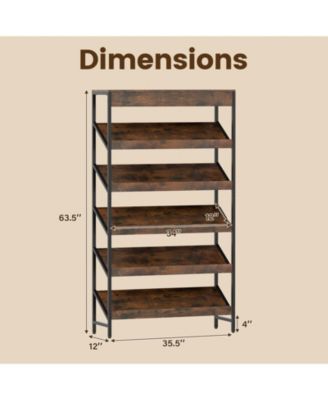 6-Tier Tall Freestanding Bookshelf with Angled Shelves for Home Office
