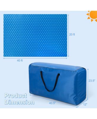 Rectangle Solar Pool Blanket 40 x 20 ft, 12-MIL Heat Retaining Cover with Carrying Bag