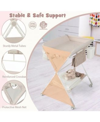 Portable Foldable Baby Changing Table with 3-Level Adjustable Height