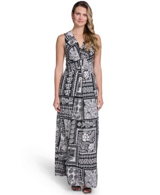 Petite Sleeveless Tuck Front V-Neck Maxi Dress