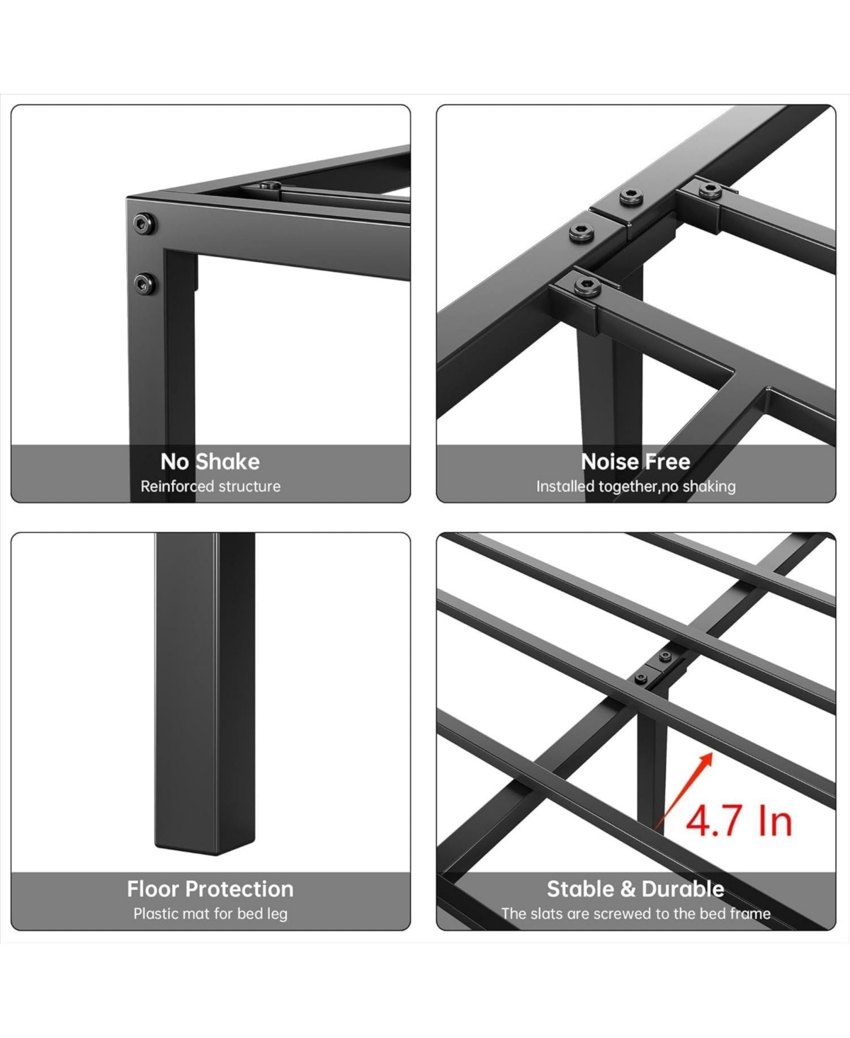 gaomon 6 Inch Size Bed Frames Heavy Duty Metal Platform Bed with Under Bed Storage, Sturdy Steel Slat Support