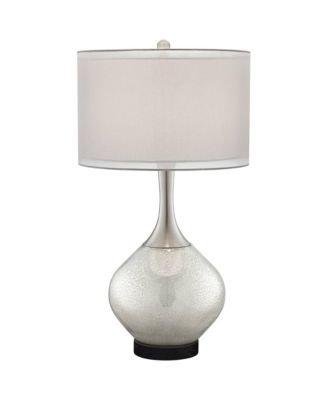 Swift Modern Table Lamp with Round  Marble Riser 30 1/2" Tall Mercury Glass Double Shade for Bedroom Living Room Nightstand