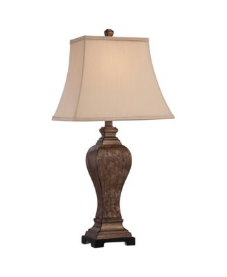 Edgar Traditional Table Lamp 29" Tall Bronze with USB Cord Dimmer Geneva Taupe Rectangular Shade for Bedroom Living Room Bedside Office