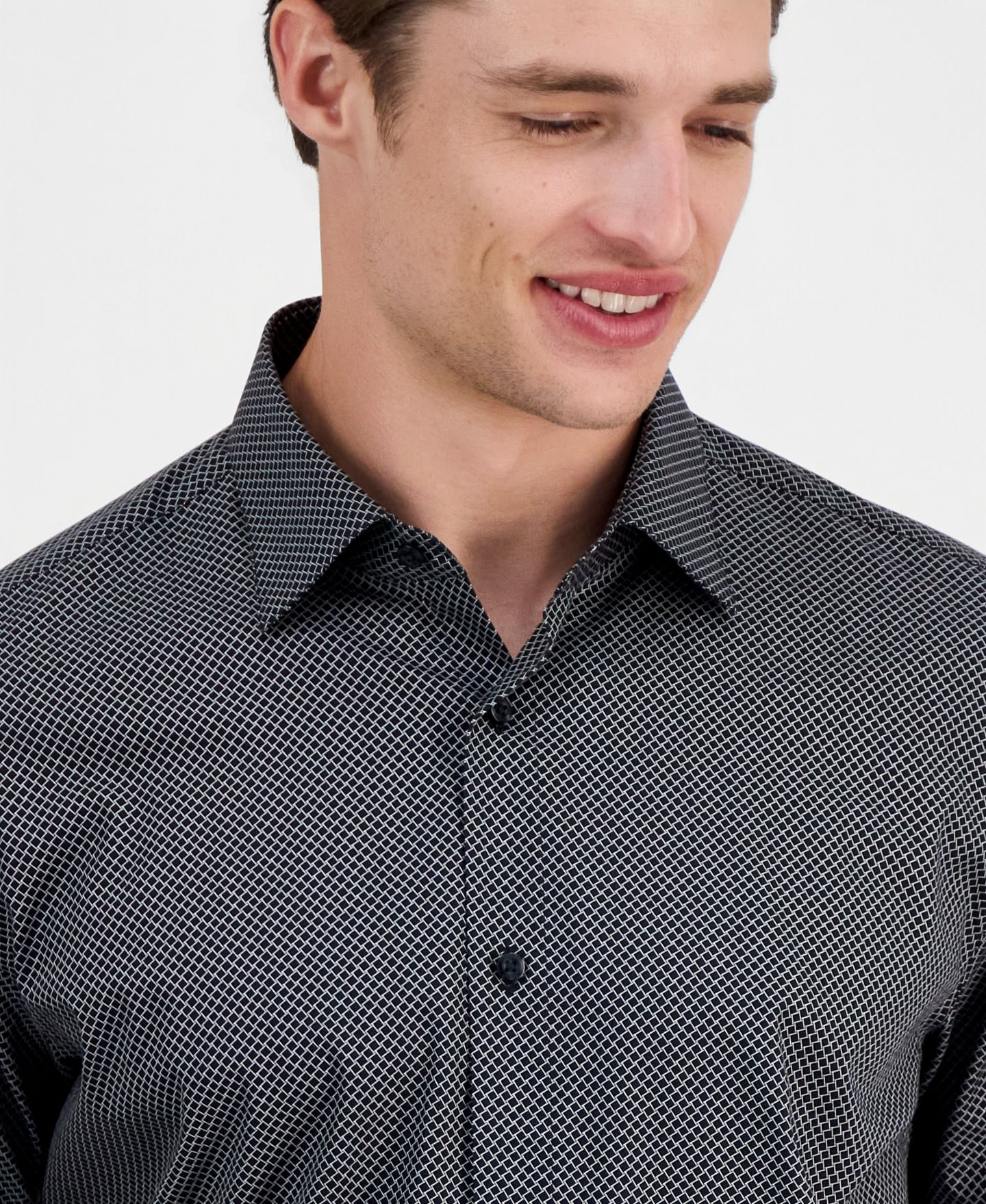 Мужские рубашки HUGO by Hugo Boss Modern-Fit Patterned Dress Shirt, цвет: Чёрный — фото 2