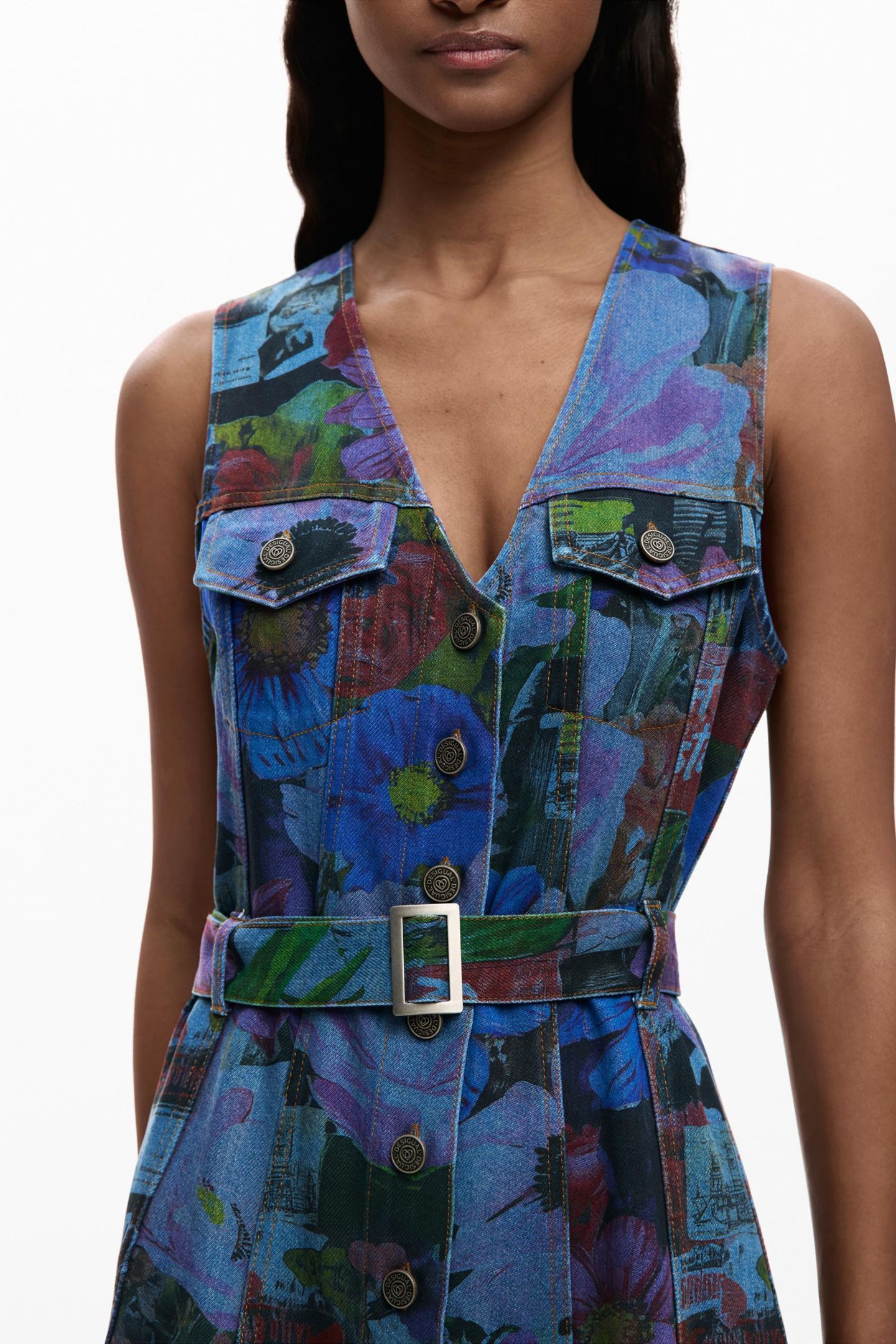 Женское платье Desigual Mini denim dress, цвет: Тёмный синий — фото 5