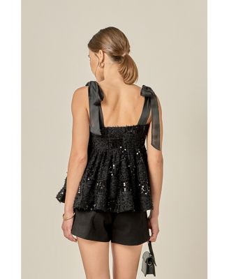 Women's Sequins Bow Top