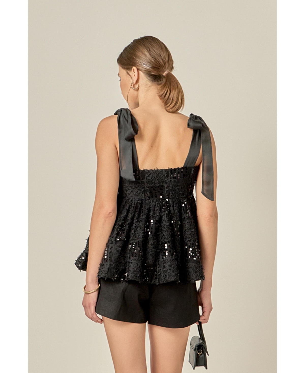 English Factory Women's Sequins Bow Top