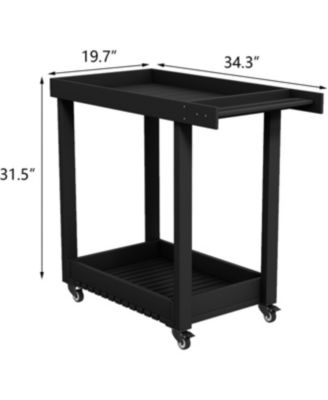 2-Shelf Outdoor Utility Prep Cart, Rolling Service Trolley for Patio, Lawn, or Garden