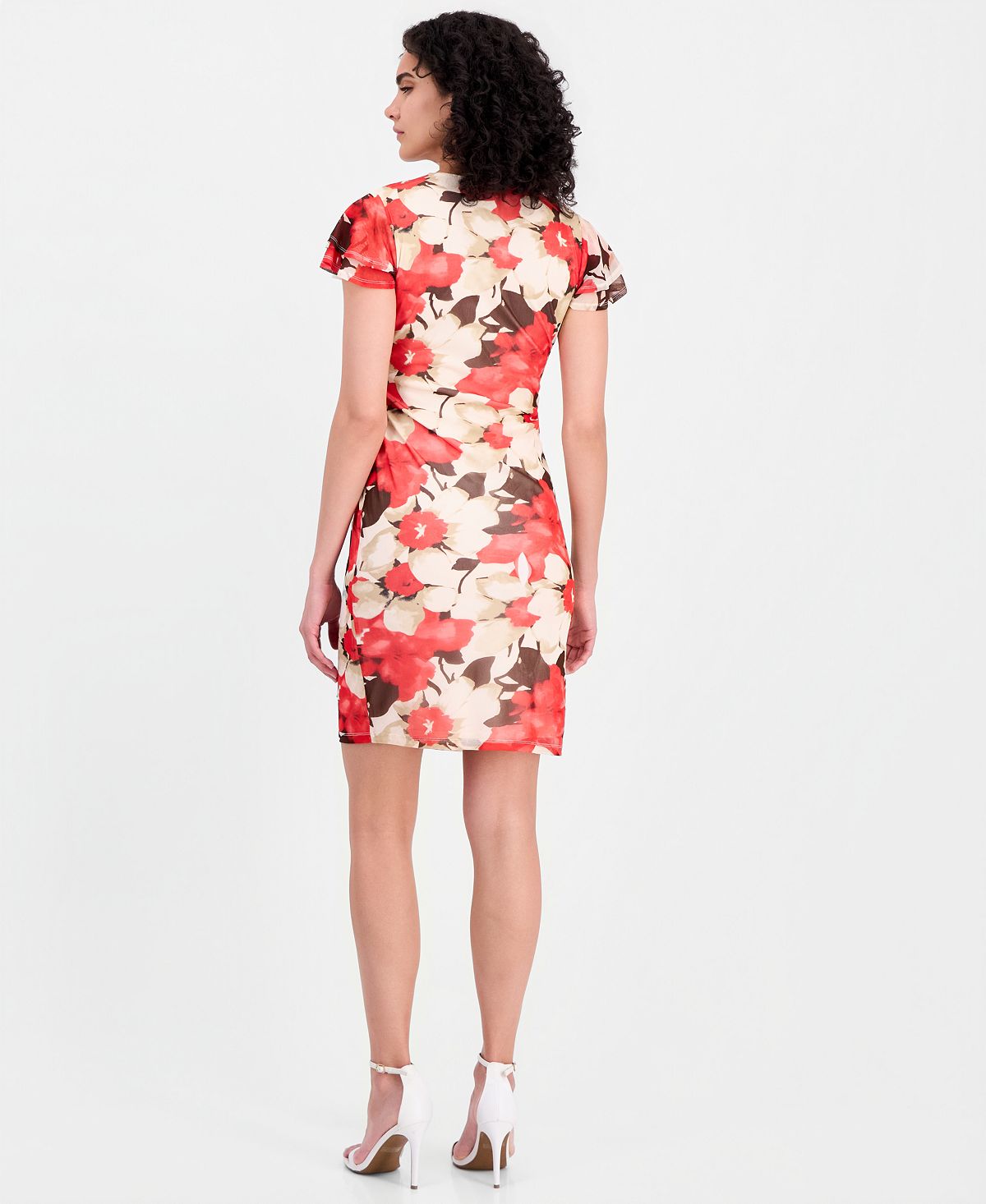 Anne Klein Women's Printed Flutter-Sleeve Wrap Dress view 5 — MAYCSS fashion products