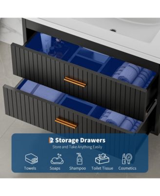 Floating Bathroom Vanity with Sink and Drawers - Wall Mounted Modern Vanity Cabinet, Resin Sink Combo, Water-Resistant Bathroom Cabinet