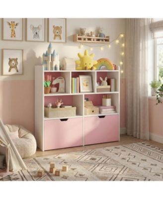 Toy Storage Organizer Bookshelf, 5 Storage Cubbies and 2 Drawers, Kids Toy Chest for Bedroom, Playroom