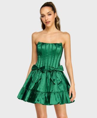 Juniors' Sleeveless Taffeta Fit & Flare Dress